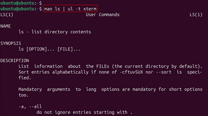 ul Command in Linux6
