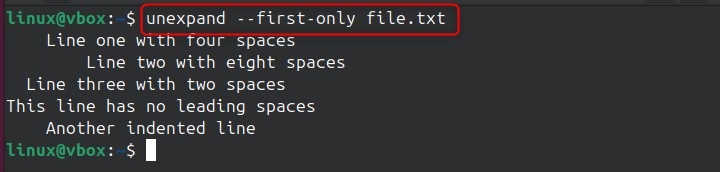 unexpand Command in Linux5