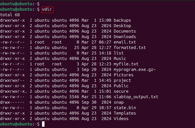 vdir Command in Linux14