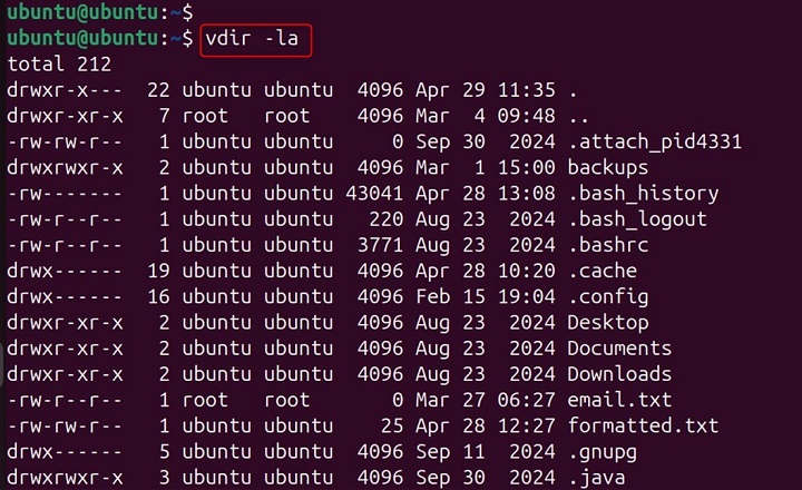 vdir Command in Linux15
