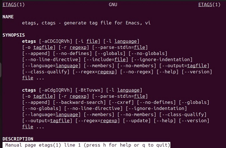 Verify The Etags Installation