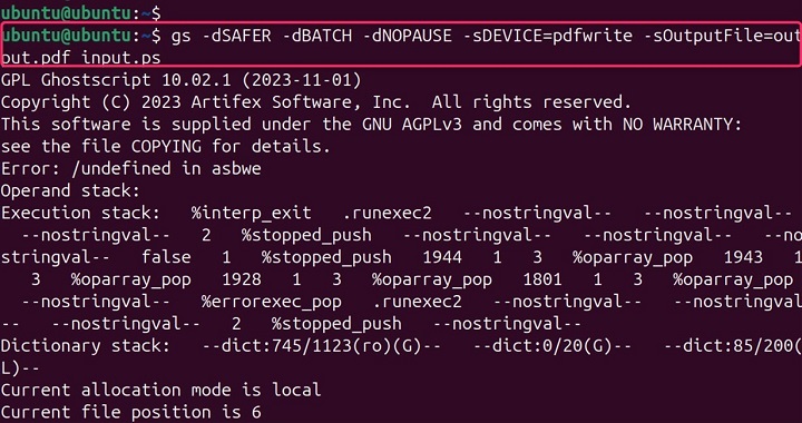 Viewing PDF File Using ghostscript
