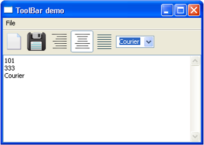 ToolBar Output